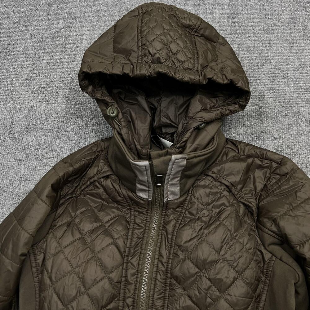 Athleta Jacket Womens Small Brown Quilted Hooded Full Zip Long Coat - Picture 4 of 10
